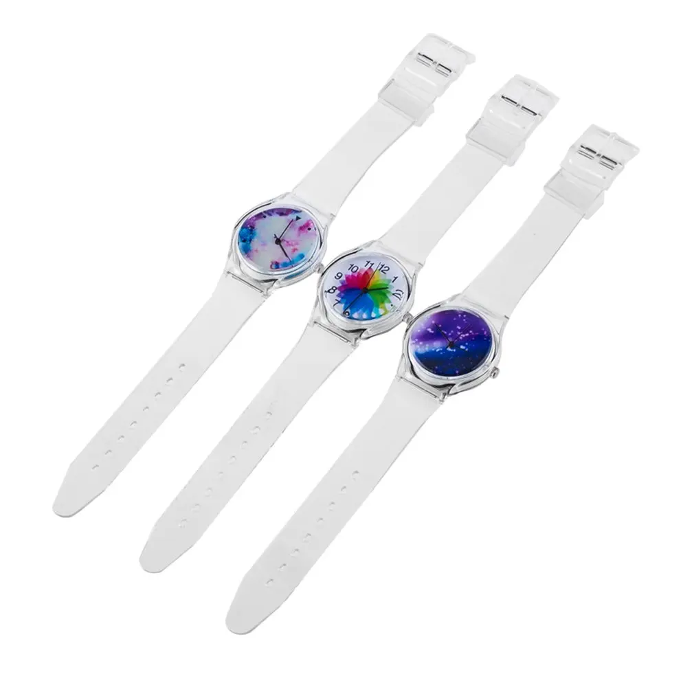 Fashion Design Quartz Silicone Wrist Watches Casual Style Transparent Watchband Couple Men Women Watches