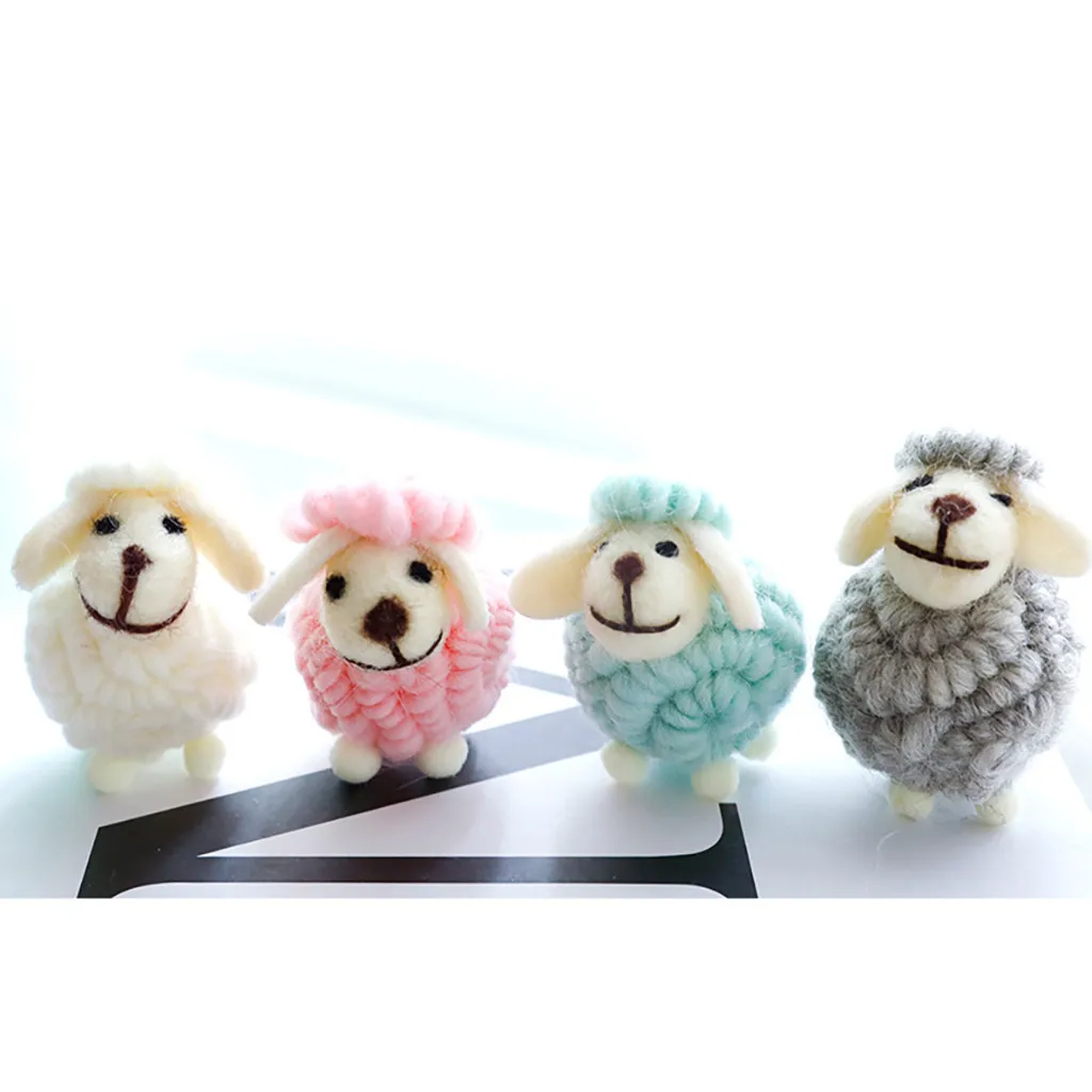 

Wool Knitted Cute Little Sheep Ornaments Christmas Tree Decor Lamb Hangings Adornos Navidenos Xmas Window Door Plush Pendants