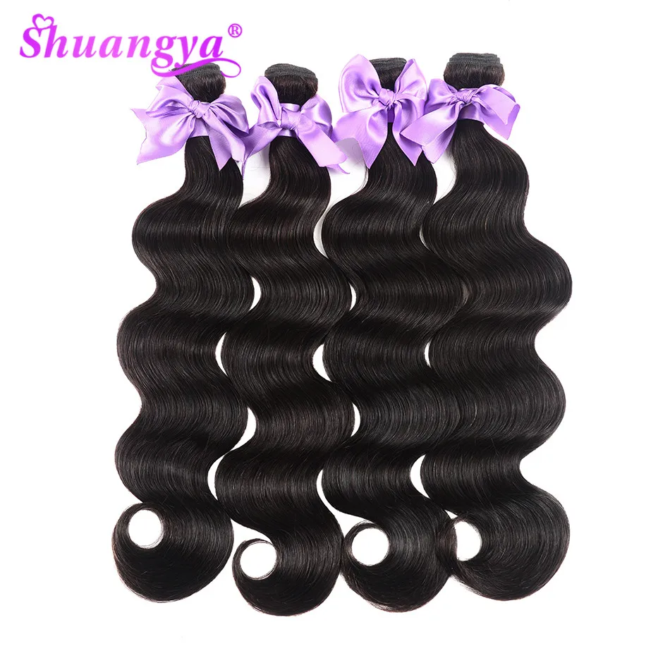 

Shuangya Remy Hair Brazilian Body Wave 8"-28" Human Hair Weave Bundles 4 Bundles Deals Hair Extension 100% Hair Bundles