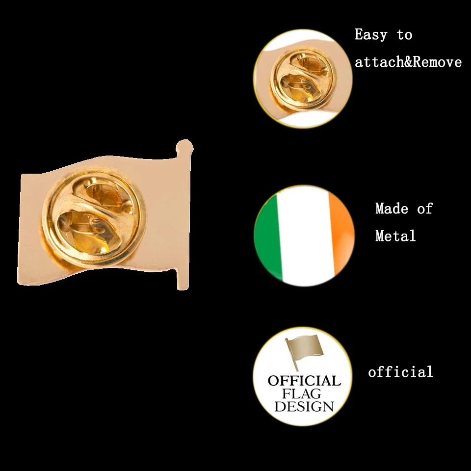 10PCS Ireland EIire Republic Of Ireland Metal Waving Flag Lapel Pin Badge Brooch