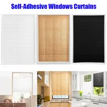 Самоклеющиеся плиссированные жалюзи полузатемненные полиэфирные волокна оконные шторы для ванной кухни туалет, балкон шторы рулонные шторы
