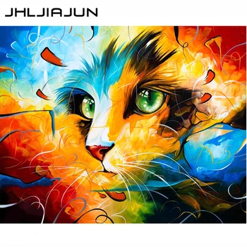 

painting by numbers home decoration living room aisle wall art watercolour cat poster canvas picture frameless unique gift