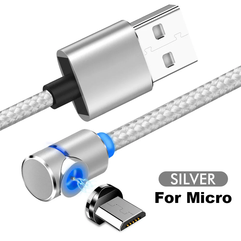 1 м 2 м Магнитный Micro usb type C кабель для Xiaomi K30 телефон type-C кабель IOS зарядное устройство провод шнур Быстрая зарядка быстрая передача данных - Цвет: For Micro Silver