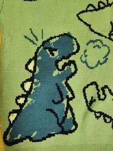 Suéter de moda Harajuku para hombre, ropa informal estilo Hip Hop, jersey de dibujos animados de dinosaurios, cuello redondo, suéteres de pareja informales de gran tamaño