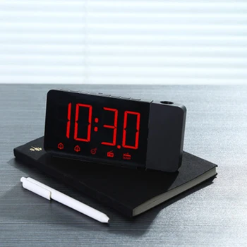 

FM Broadcast Alarm Clock Projection Timer Dual-Alarm Waking Machine Backlight Temperature Calendar