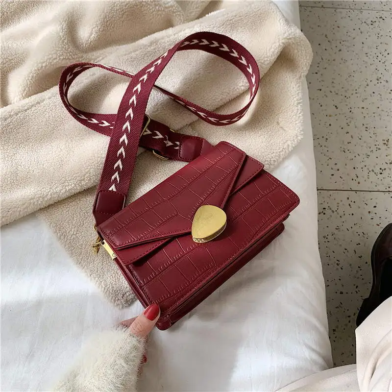 red Mododiino, сумка через плечо с замком для женщин, сумка через плечо с каменным рисунком, сумка через плечо, кожаная сумка на плечо, женская сумка с откидной застежкой DNV1289 - Цвет: red
