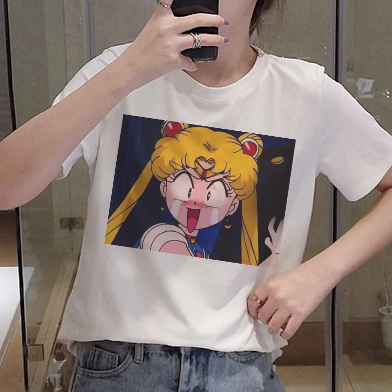 2019 Сейлор футболки с Луной для женщин Harajuku милые Топы повседневные женские