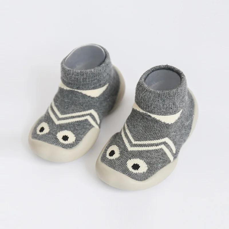 Модные детские носочки с резиновой подошвой, носки для новорожденных, Осень-зима, детские носки, нескользящие носки с мягкой подошвой - Цвет: WZ085-G