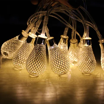 

2018 New LED String Light Iron Water Drop Shaped Battery Operated Home Decor Lamp for Bedroom Christmas Festival Garden Yard Wa