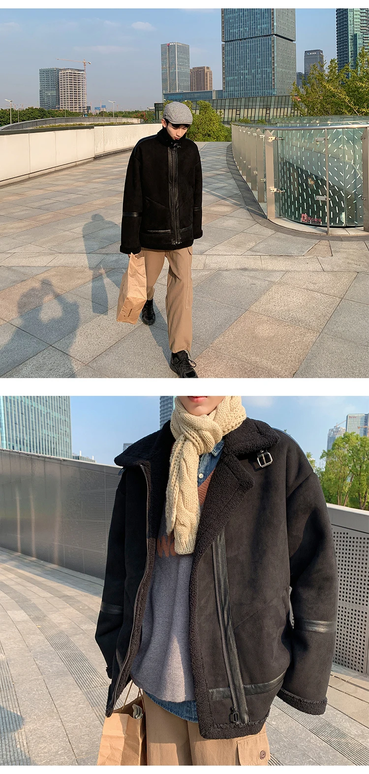 New Large Size Winter Simple Popular Men's Loose Korean Version Of The Wild Lamb Fur Deer Skinny Casual Coat