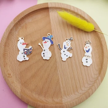 

10pcs Cartoon Snowman Enamel Charms Pendants Cute Dancing Snowbaby Metal Charms DIY Bracelet Earrings For Jewelry Accessories