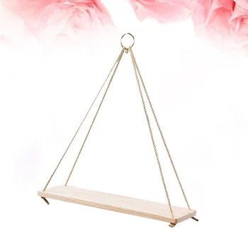 

2 Pcs Creative Flower Pot Storage Rack Hanging Rope Shelf Wooden Basket Wall Ornaments(Small Size)