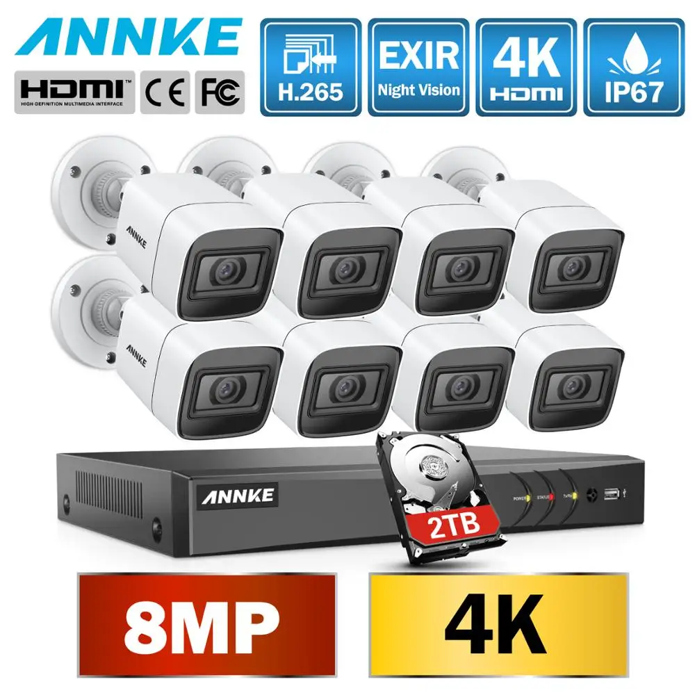  ANNKE 4K Ultra HD 8CH DVR Kit H.265 CCTV Camera Security System 8MP CCTV System IR Outdoor Night Vi - 4.00013E+12