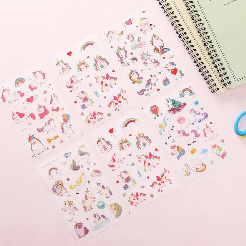 6Pcs/set Cute Unicorn Cartoon Animals Sticker Pvc Stickers Diary Scrapbook Cups Decoration Toy For Girls |