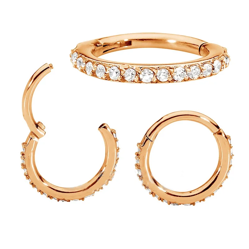 1Pc Top Quality Surgical Steel Zircon Septum Clicker Piercing 8 Mix Style Nose Ring Body Piercing Hanger Clip On Fashion Jewelry