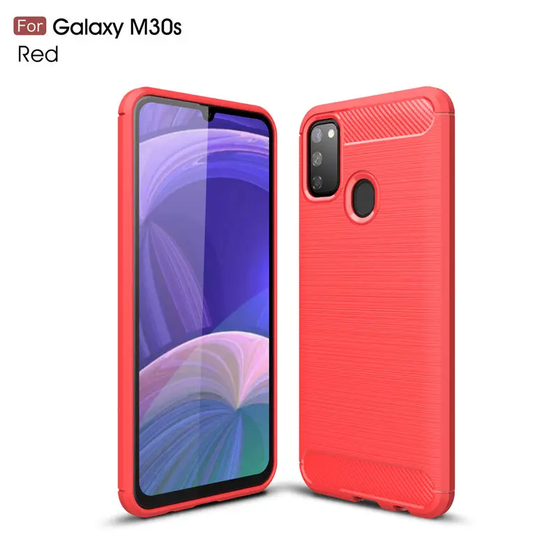 For Samsung M30S M30 M20 M10 Carbon Fiber Case Protection Soft Silicone TPU Case For Galaxy A9 A8 A7 A6 Bumper Matte Cover