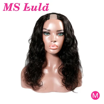 

MS Lula U-Part Human Hair Wigs Body Wave 150%Density Brazilian Bleached Knots Remy Hair Glueless Wig Natural Color Free Shipping