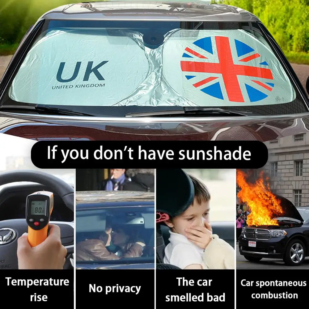 Car Sun Shade Cover Protector Windshield Visor Sunshade Union Jack UK Flag For Mini Cooper One S R50 R53 R56 R60 F55 F56 R58 R59