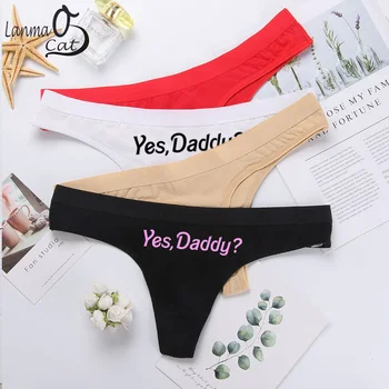 

4pcs/Lots Fashion Funny Panties Women Underwear Cotton Thongs Panties Letter Patterned Thongs Female Underpants Free Shipping