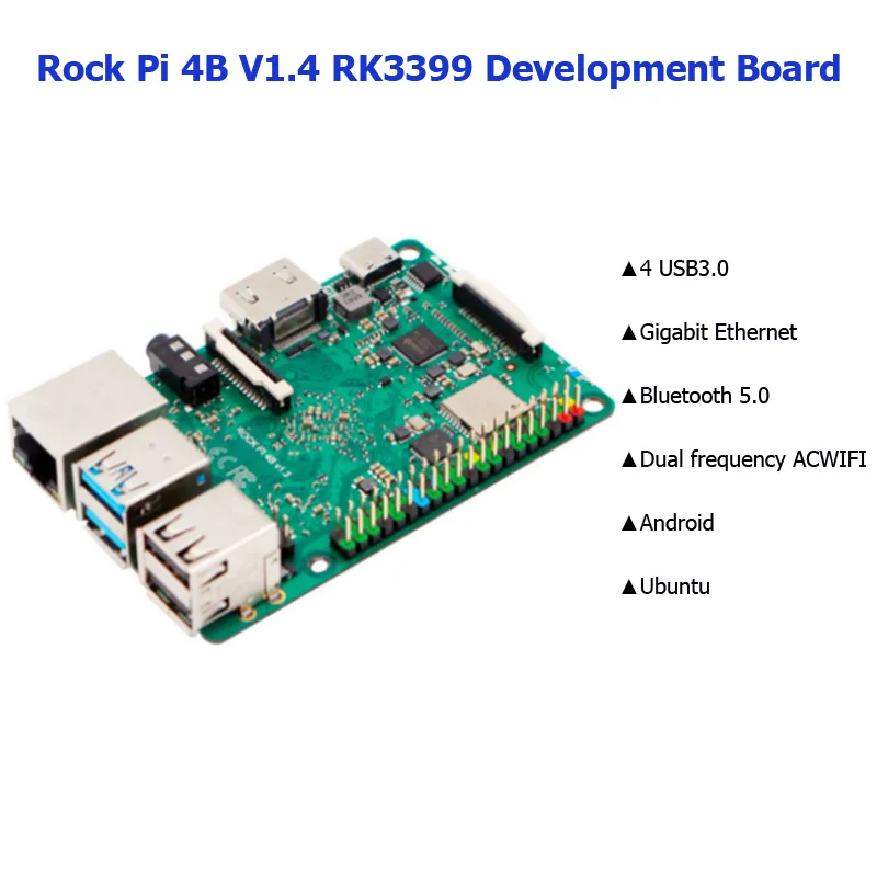 ROCK PI 4B V1.4 Rockchip RK3399 ARM Cortex шестиядерный SBC/одноплатный компьютер, совместимый с официальным малиновый PI дисплей