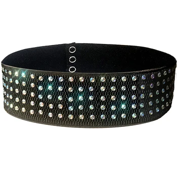 

Latin Dance Belt Accessories Female Elasticity Professional Shining Rhinestone Decoration Adult Waistband Cummerbunds