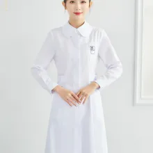 Медицинское пластиковое белое пальто с длинным рукавом косметолога салона красоты Рабочая одежда женская униформа медсестры высокого класса управление кожей