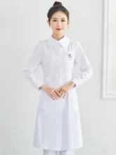 Cheap Medical plastic white coat long sleeve beauty salon beautician work clothes female nurse uniform high-end skin management Cheap Medical plastic white coat long sleeve beauty salon beautician work clothes female nurse uniform high-end skin management