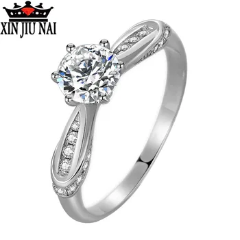 

925 sterling silver New Six-Claw Simple Female Ring Lucky Ethnic Style, Wedding Anniversary Gift for women real diamond rings
