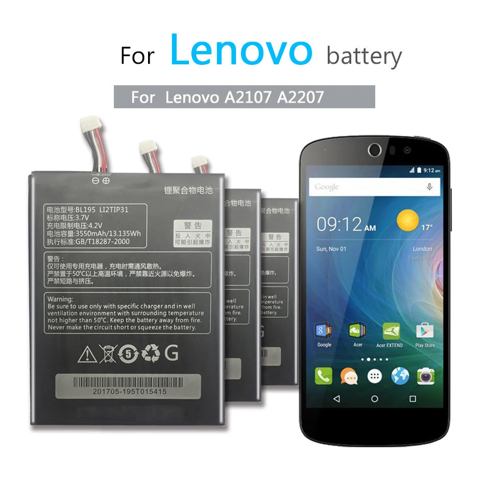 Литий-полимерный аккумулятор 3550 мАч BL195 Аккумулятор для планшета lenovo A2107 A2207 L12T1P31 сменный аккумулятор