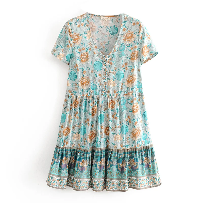 Женское Элегантное летнее платье с цветочным принтом пляжный сарафан в стиле