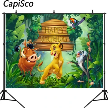 

Capisco Photography Background Custom Cartoon The Lion King Boys Birthday Backdrop Decor Photocall Backdrops Photo Studio Banner