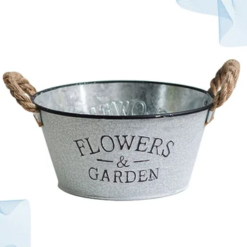 

1Pc Antique Iron Bucket for Gardening Home Pot Plant Bucket Iron Pail Vintage Style Bucket (Silver)