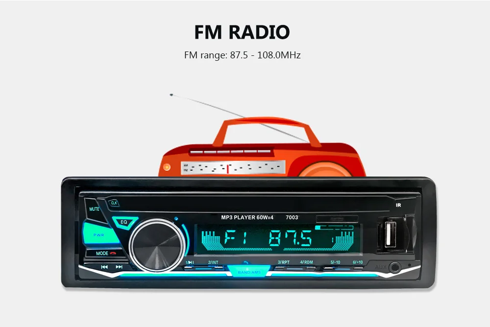 7003 Bluetooth Авто mp3-плеер мультимедийная система 87,5-108,0 МГц fm-радио с пультом дистанционного управления XQ-184