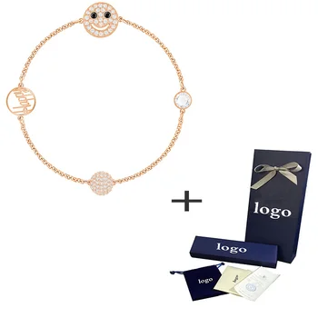 

SWA 2019 New Remix Rose Gold Smiley Face Crystal Magnetic Buckle Bracelet Elegant Lady Jewelry Fashion Romantic Gift