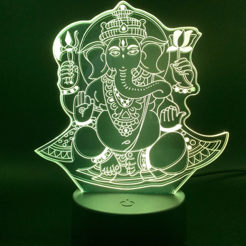 VCity Индия буддизм 3D лампа Ganesha Sakyamuni светодиодный ночник для дома гостиной украшения Праздничные подарки Usb атмосферное освещение