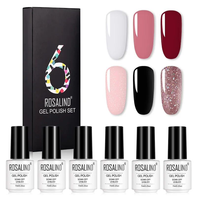 ROSALIND Crackle Gel Set Nail Polish Air Dry Gel Varnishes All For Manicure Soak Off Semi PermanentNail Art Need Base Top Coat - Цвет: RCTC6-13