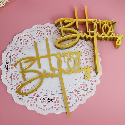 Cake Decorations Topper Acrylic Happy Birthday Cake Topper Sign Boy&Girls Birthday Cakes Dessert Decor Cakes Decor Supplie