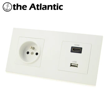 

Atlectric HDMI HD USB TV Port Socket FR Standard Plug Wall Socket Wall Power Socket Plastic Panel Electrical Outlet
