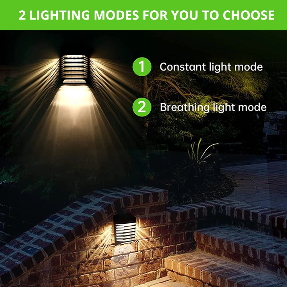 LED Solar Fence Light IP65 Outdoor Waterproof Wall Light Breathing/Constant Mode Garden Light Suitable for Stair Path Backyard string solar lights