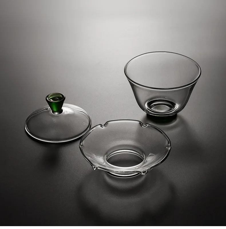 Термостойкое стекло три силы с крышкой-чайный набор кунг-фу большой размер чайная чаша Бытовая Shouzhua чайная чаша чашка цветок