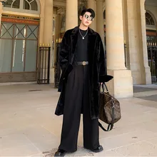 Мужской зимний длинный плащ из искусственного меха норки, пальто для мужчин и женщин, уличная одежда в винтажном стиле, модное свободное повседневное плотное пальто, верхняя одежда