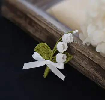 

CSxjd Retro design handmade lace crochet flower pin accessories Lily of the valley orchid literary personality brooch