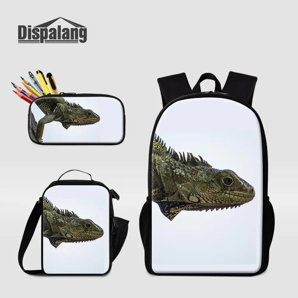 3 PCS Set05 Dispalang рюкзак с 3D принтом для студентов, школьная сумка, чехол-карандаш, Ланч-бокс, комплект из 3 предметов, мужской рюкзак для путешествий с изображением ящерицы, рюкзак для мальчика - Цвет: 3 PCS Set05