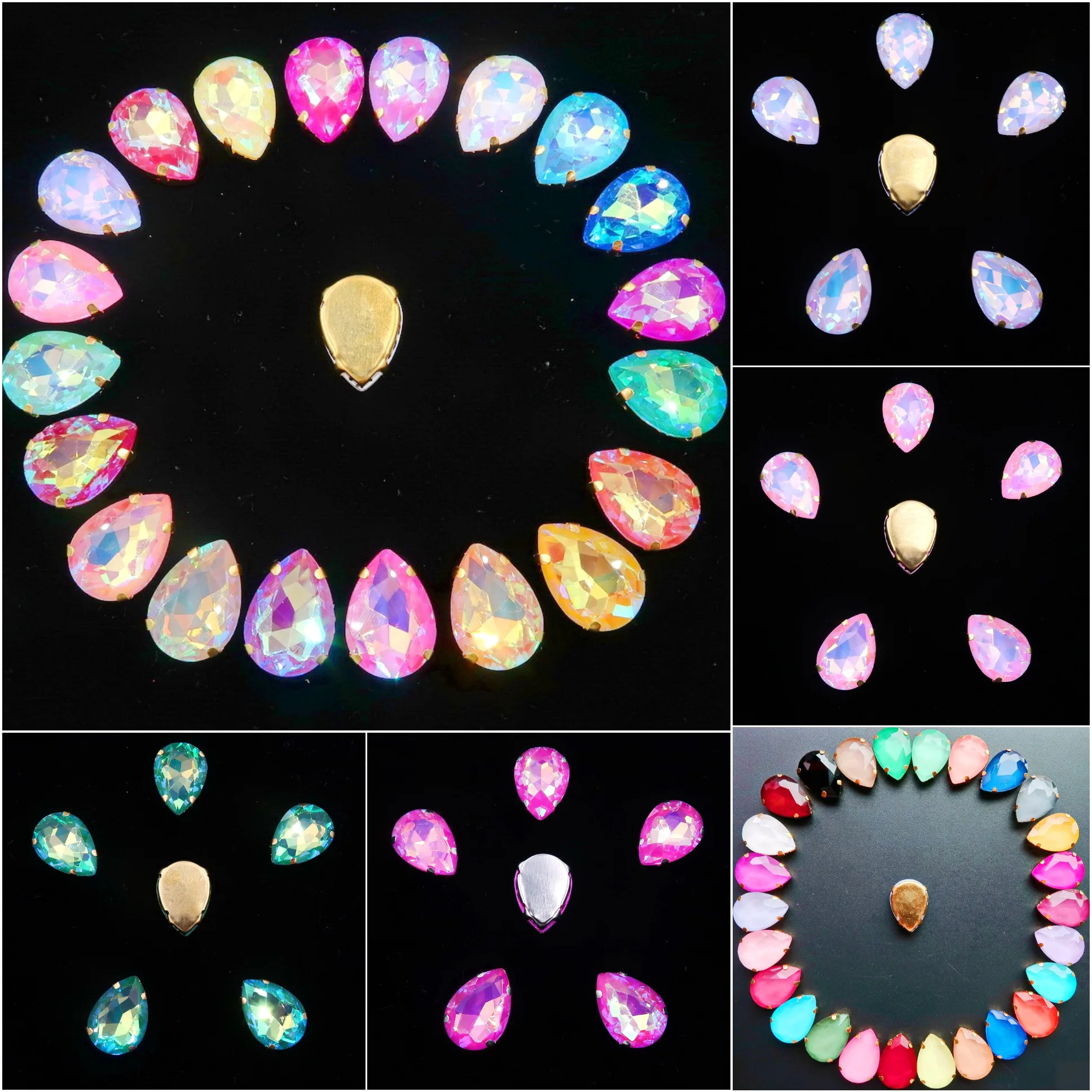 20 pcs/p 사랑스러운 젤리 캔디 유리 크리스탈 골드 클로 설정 13*18mm 워터..