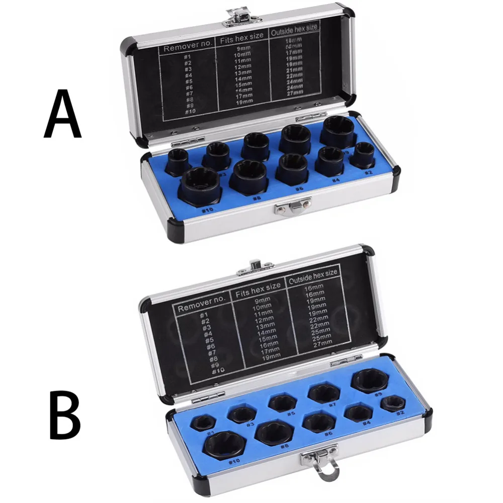 Новинка, 10 шт., поврежденный болт, гайка, винт для удаления, экстрактор, набор для удаления, удаление гаек, разъем, инструмент для нарезания резьбы, набор ручных инструментов с коробкой