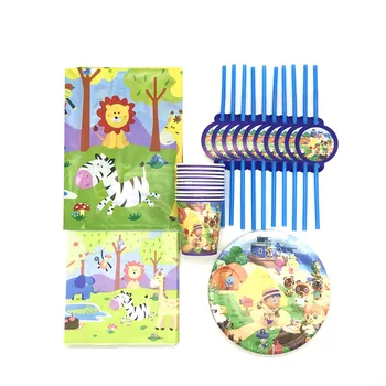 

51pcs/lot Animal Crossing Theme Cartoon Disposable Birthday Party Decorations Cup Plate Napkin Straw Tablecloth Supplies Sets