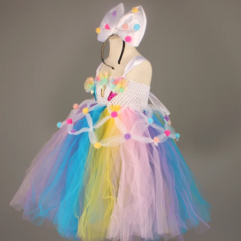 Candy Girls Kids Ice Cream Tutu Dress with Bows Children Birthday Cake Smash Photo Food Costume Girls Dance Pageant Gown Dress (14)