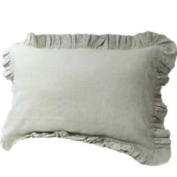 

1 Piece Linen Solid European and American Style Ruffled Decorative Pillowcase 48*74 Cm Breathable and Bacteriostatic Pillow Case