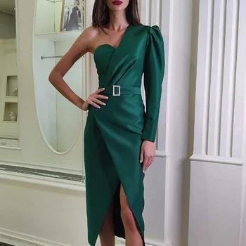 

Wholesale 2019 woman's dress Dark green shoulder Long sleeve Sexy girl celebrity boutique cocktail party dress