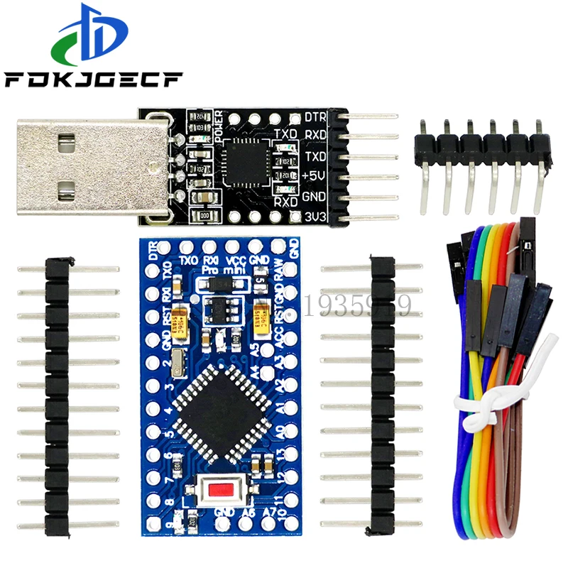 1 pces 6pin cp2102 usb 2.0 para ttl uart módulo + 1 pces pro mini módulo atmega328 5v 16m para arduino compatível com nano